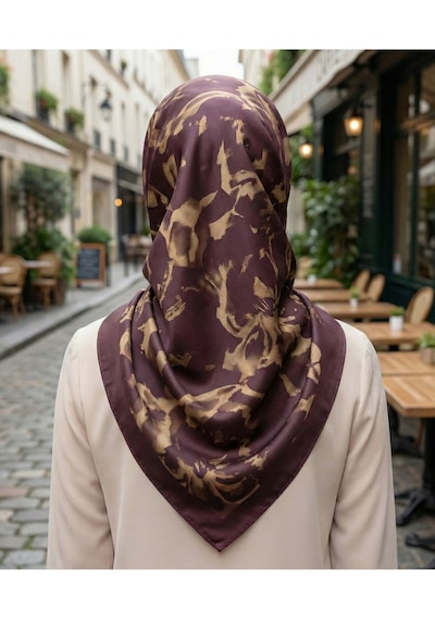 Ahenk Desen 90x90cm Organic Twill Eşarp/fular Kahve - Vizon