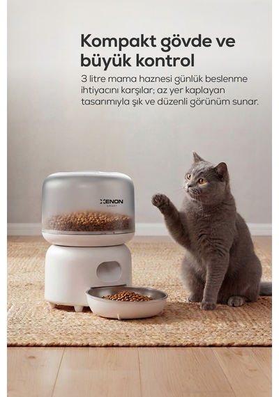 Otomatik Mama Kabı 3l, Mobil Kontrol, Paslanmaz Çelik Kase, Çift Güç Desteği X8613