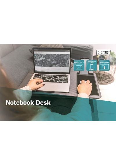 Digitus Notebook Desk/workstation, 17", Cep Telefonu Yuvası, Fare