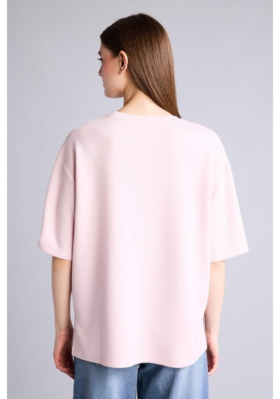 Defacto Oversıze Bisiklet Yaka Basic Modal Kısa Kollu Açık Pembe Tişört G8536ax26sppn38 Pembe-pn38