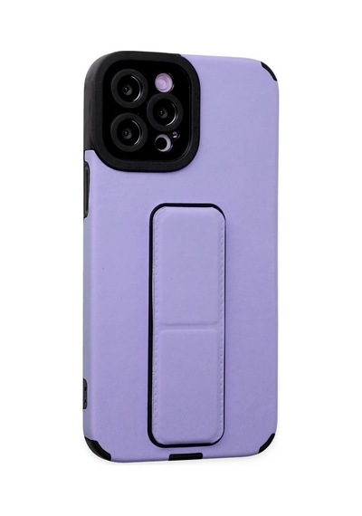 Apple Uyumlu  iPhone 12 Pro Max Kılıf Mega Standlı Silikon - Lila 0.2M-Çok Renkli