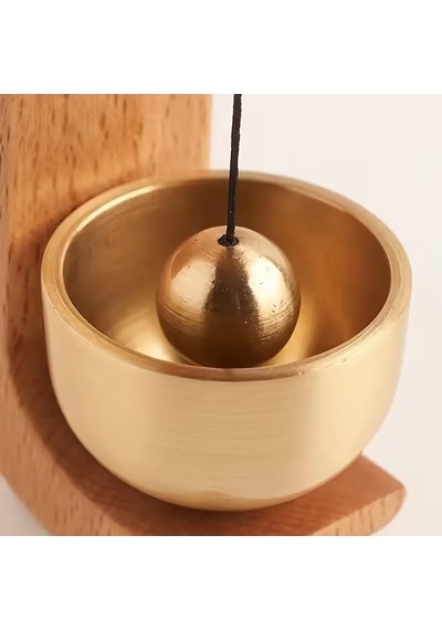 Mallart Masif Ahşap Ve Pirinç Kapı Zili Rüzgar Çanı Manyetik Yapıştırıcılı/cam Kapı Uyumlu Minimal Dekoratif Kapı Çanı Ev Ofis Dükkan Giriş Zili