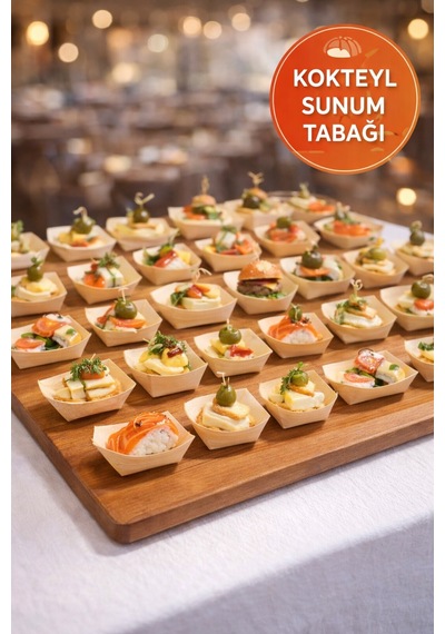 50'li Pkt Mini Bambu Kayık Tadım Tabağı 12x6 Cm Kokteyl Sunum Tabağı Catering Parti Servis Tabak