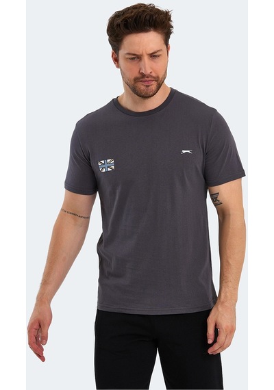 Slazenger PACET Erkek Baskılı Koyu Gri Tişört