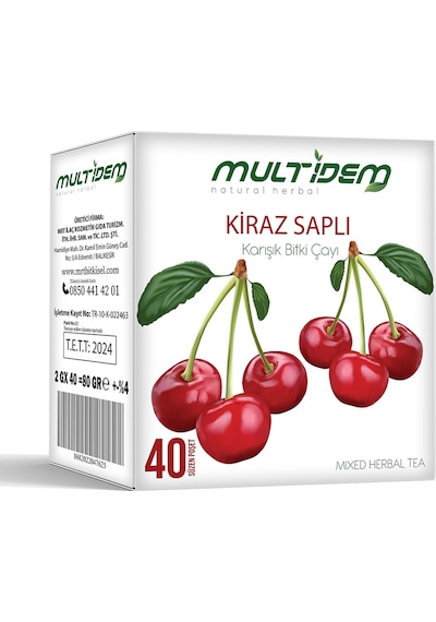 Multidem Kiraz Saplı Karışık Bitki Çayı Bardak Poşet 40'lı 2G*40
