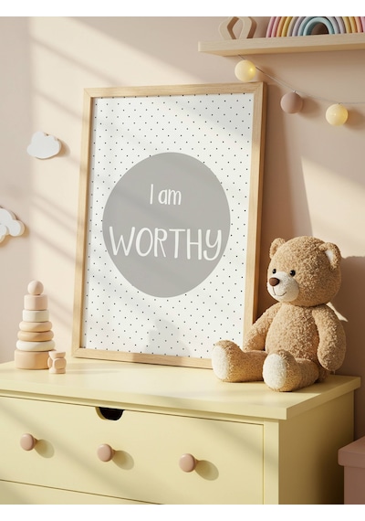 I Am Worthy Dijital Baskı Poster Krem Çerçevesiz