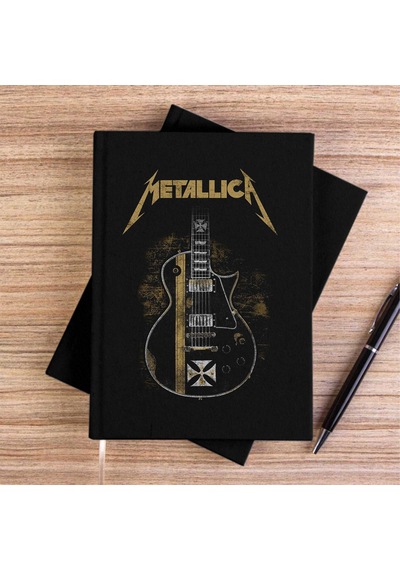 Metallica Guitar Cross Siyah Çizgisiz Kanvas Defter