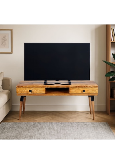 Masif Ahşap Tv Ünitesi 150 Cm İskandinav Stil, Doğal, 2 Çekmeceli Ve 1 Raflı Modest Tv-150 Tk Ahşap Masif Ahşap Tv Ünitesi 150 Cm İskandinav Stil, Doğal, 2 Çekmeceli Ve 1 Raflı Modest Tv-150 Tk Ahşap