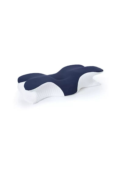 Shufa Kelebek Tasarımlı Ortopedik Boyun Destek Yastığı Yavaş Yükselen Memory Foam Ergonomik Uyku Yastığı Beyaz - Gri