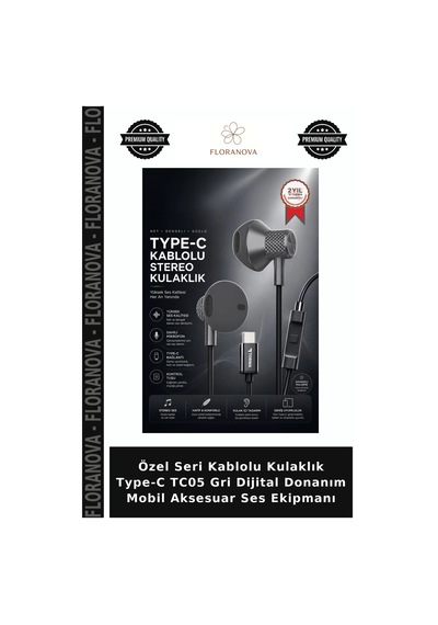 Özel Seri Kablolu Kulaklık Type-c Tc05 Gri Dijital Donanım Mobil Aksesuar Ses Ekipmanı