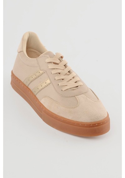 Mubiano Kadın Sneaker Bağcıklı Spor Ayakkabı Leron Bej Bej