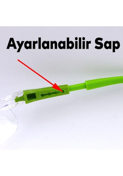 Badem10 Bisiklet Gözlüğü Şeffaf Yüz Ayarlı Motorcu Rüzgar Korumalı Gözlük Yeşil Saplı Uv Koruyucu Çok Renkli