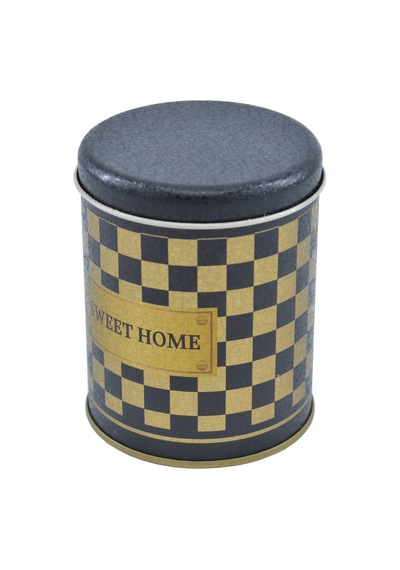 Checkers Gold Swt Home Desenli Yuvarlak Metal Kutu, 9 Cm X 11 Cm, 0.6 Lt