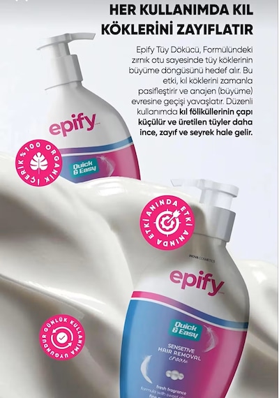 Epify Hassas Bölgeler İçin Doğal Bakım Tüy Dökücü Krem 250 ML