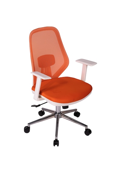 Ofisbazaar Dali Beyaz Fileli Çalışma Koltuğu Ergonomik Şef Ve Toplantı Koltuğu Turuncu Turuncu