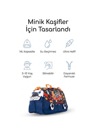 4berry Cool Futbol Desenli Çocuk Spor Ve Seyahat Çantası 14l Su Geçirmez, Omuz & El Taşıma Lacivert