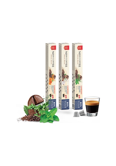 Nish Coffee Aromalı Kapsül Kahve 3'lü Set Bal Kabağı-nane-hindistan Cevizi - 30 Adet Kapsül Kahve