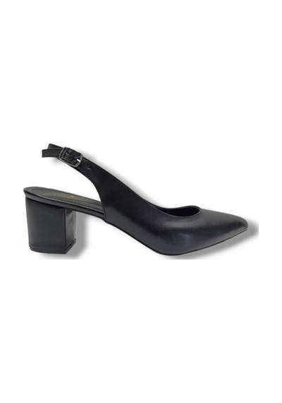C-shoes Cv110-25 Cilt Sivri Burun Kalın Topuk Arkası Açık Kadın Ayakkabı 41-42 Siyah