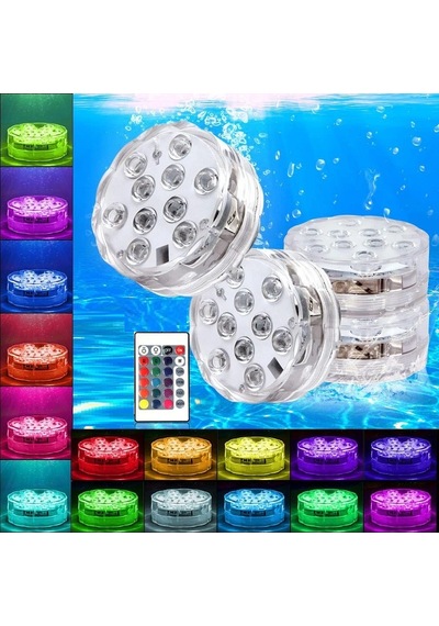 Rgb Havuz Işığı Led Işıklı Bardak Altlığı Rgb Submersible Led Light Ip68 Remote Control Su Geçirmez