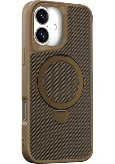 Teleplus Apple Uyumlu iPhone  16 Kılıf Karbon Fiber Magsafeli 360 Dönerli Standlı Alp Kapak