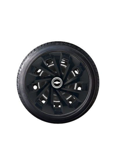 Chevrolet 15'' İnç Siyah Jant Kapağı 4lü Takım Esnek Aveo Lacetti Kalos Nubira Cruze Lanos Teneke Jant Uyumlu Universal Logolu 110