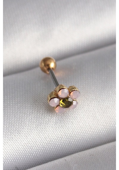 316l Çelik Gold Renk Zirkon Taşlı Çiçek Tragus Piercing Diğer