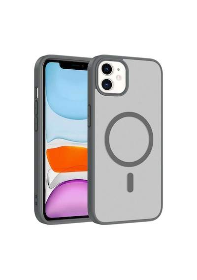 Ardemix Apple iPhone Uyumlu 11 Kılıf M-safe Şarj Özellikli Zore Babet Kapak - Gri