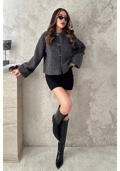 Alemdarshop Füme Peluş Kısa Ceket