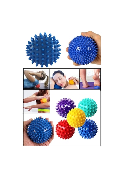 Profesyonel Fitness Cardio Pilates Mini Küçük Boy 6 Cm Dikenli Kas Duyu Uyarıcı Masaj Topu Spor Set Model 45456456345978 Çok Renkli