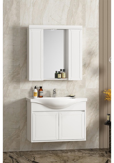 Lilyum 80 Cm Beyaz Mdf Pk-109 Asma Banyo Dolabı Takımı Beyaz Lilyum 80 Cm Beyaz Mdf Pk-109 Asma Banyo Dolabı Takımı Beyaz
