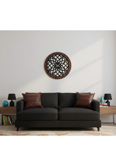 Nexus Modern Ahşap Duvar Saati Dekorasyon 45 Cm Ceviz - Siyah Renk Siyah Ceviz