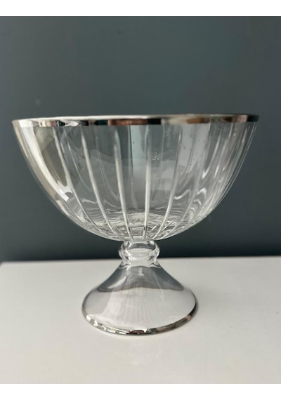 Decorium Cam Kase Ayaklı 23,5 Cm Accademia Platin M06458-ab