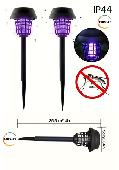 2 Adet 2'si 1 Arada Solar Şarjlı Uv Işıklı Sinek Öldürücü + Bahçe Aydınlatma Süs Işığı & Toprağa Saplamalı