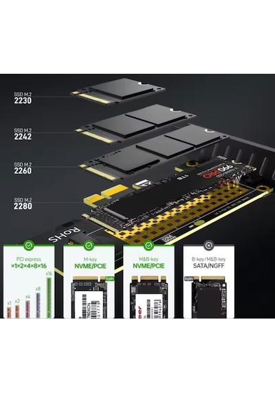 64gbps M.2 Nvme Ssd Adaptör Kartı Pcıe 4.0 Pcıe 4.0 X4 Genişleme 64gbps M.2 Nvme Ssd Adaptör Kartı Pcıe 4.0 Pcıe 4.0 X4 Genişleme
