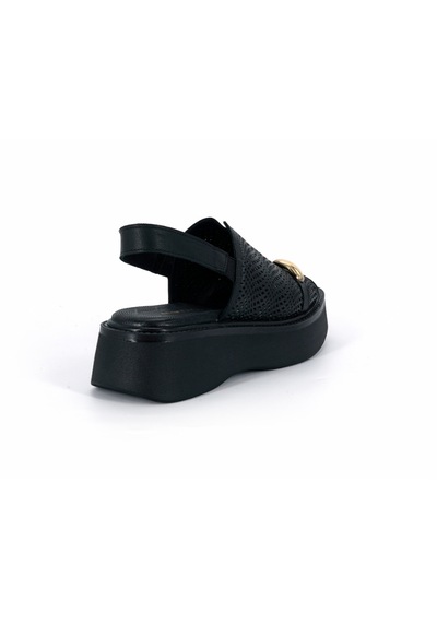 Mammamia D26ys-2920 Beyaz Hakiki Deri Lastikli Kalın Taban 3cm Topuk 5cm Kadın Sandalet Siyah Mammamia D26ys-2920 Beyaz Hakiki Deri Lastikli Kalın Taban 3cm Topuk 5cm Kadın Sandalet Siyah