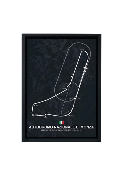 Monza F1 Pisti Ahşap Çerçeveli Tablo İtalya Gp Yarış Pisti Poster Siyah