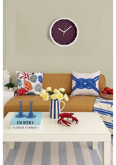 Geometrik Desenli Modern Tasarım Duvar Saati - 42cm - Önü Camlı Beyaz Kasa - Sessiz Mekanizma-jh0563 Beyaz