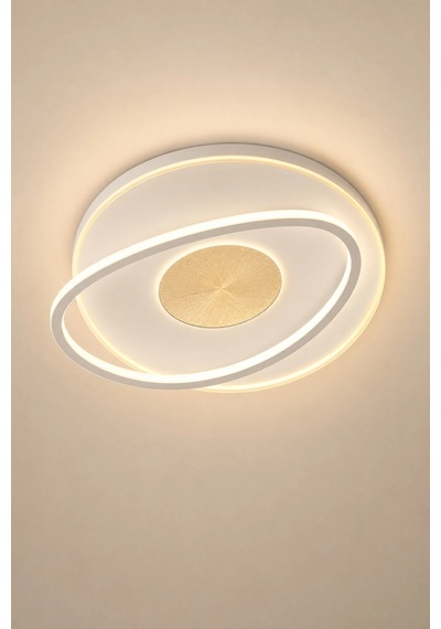 Modern Led Avize Işıklı Avize Beyaz Salon Oturma Odası Yatak Odası 100w 3 Renk Işık 50 Cm