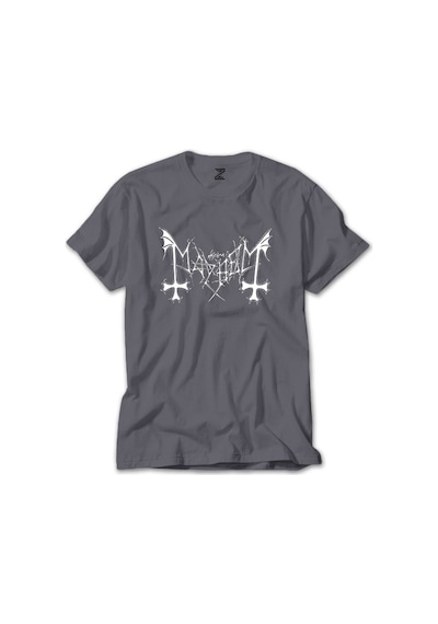 Mayhem Logo Gri Tişört
