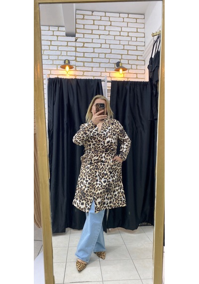 Leopar Trençkot Astarsız