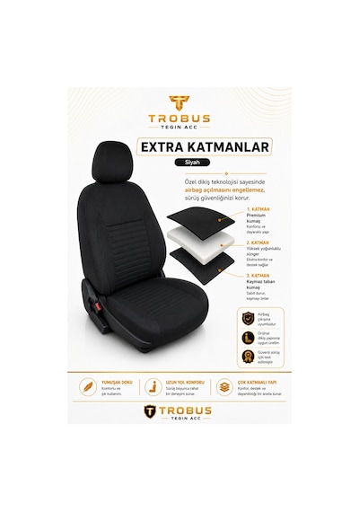 Renault Latitude 2012 Ve Sonrası Uyumlu Sportline Serisi Siyah Oto Koltuk Kılıfı