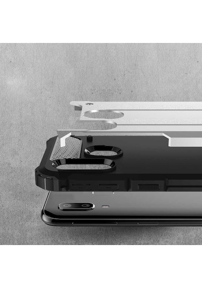 Noktaks - Samsung Galaxy A40 Uyumlu - Kılıf Çift Katman Zırh Tank Crash Military Kapak - Gold