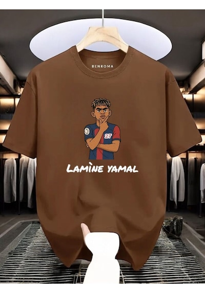 Lamine Yamal Baskılı Tişört Kahverengi