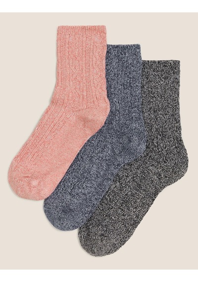 Marks & Spencer 3'lü Sumptuously Soft Termal Çorap Seti Pembe Mix