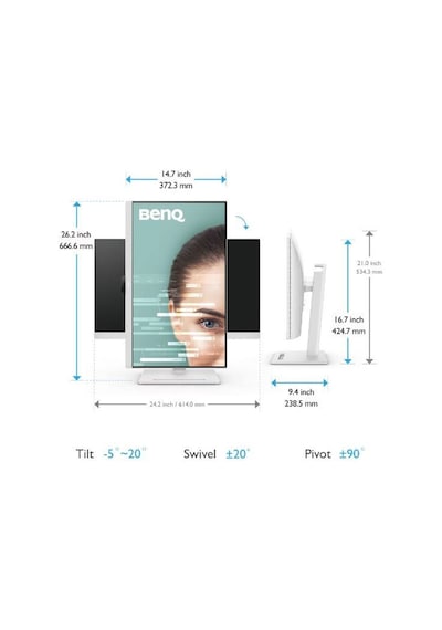 Benq GW2790QT 27'' IPS 2K QHD USB C USB A HDMI DP Daisy Chain Pivot Eye Care Monitör Beyaz