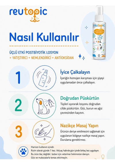 Köpekler İçin 100 Ml Reutopic Dermatit Losyon