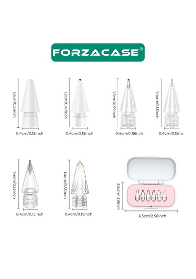 Forzacase Apple Pencil 1 / 2 / Pro / Type-c İle Uyumlu Çizim Hassasiyet Ayarlı Pencil Kalem Uç Seti - Fc1143