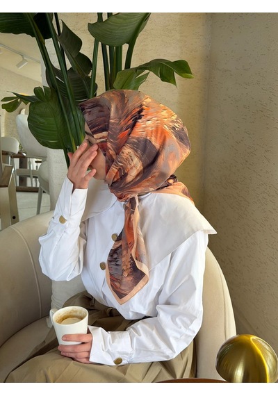 Qalortex Scarf Pamuklu Soft Lara Desen Eşarp-orange