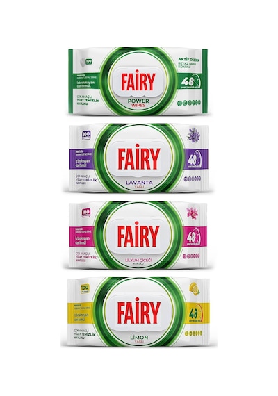 Fairy Yüzey Temizlik Havlusu 100 Lü 4 Lü Karma Paket Beyaz