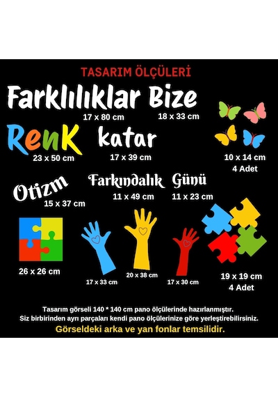 Otizm Farkındalık Günü Okul Panosu Figür Seti Hazır Kesim Sınıf Süsü 7